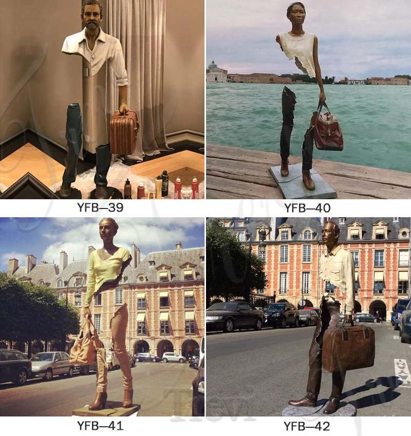 Life Size Bruno Catalano Traveller Bronze Statue Hotel