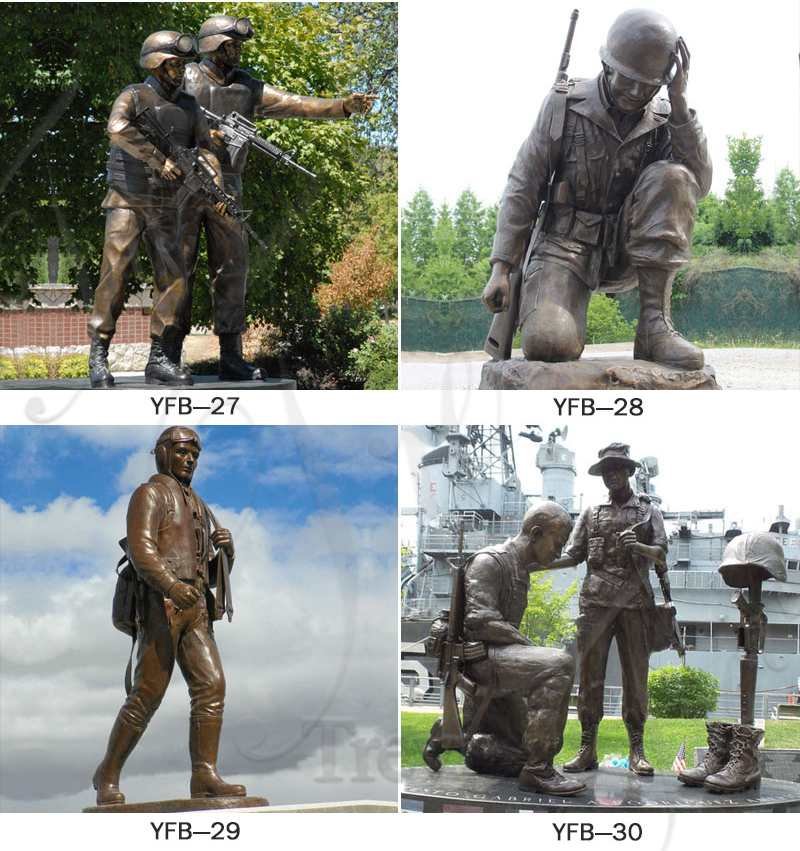 Life Size Outdoor Military Bronze Soldier and Dog Sculpture (2)