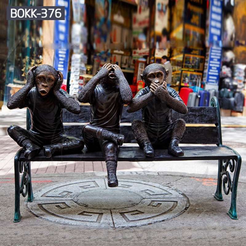 Life Size Outdoor Bronze Three Wise Monkey Statue for Sale BOKK-376