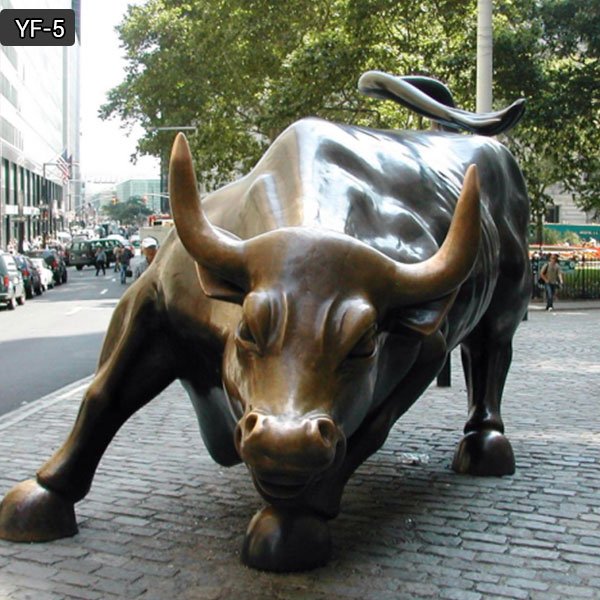 Wall Street Bull Desk Statue | Stock Market Bull Sculpture