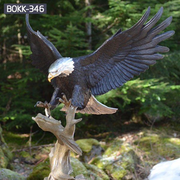 Life size bald eagle large bronze outdoor garden sculptures for sale
