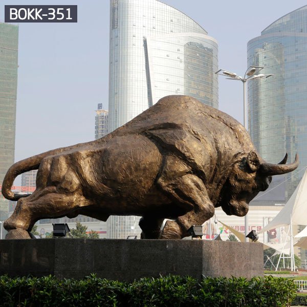 Stock market bull of wall street bronze animal outdoor statues for sale
