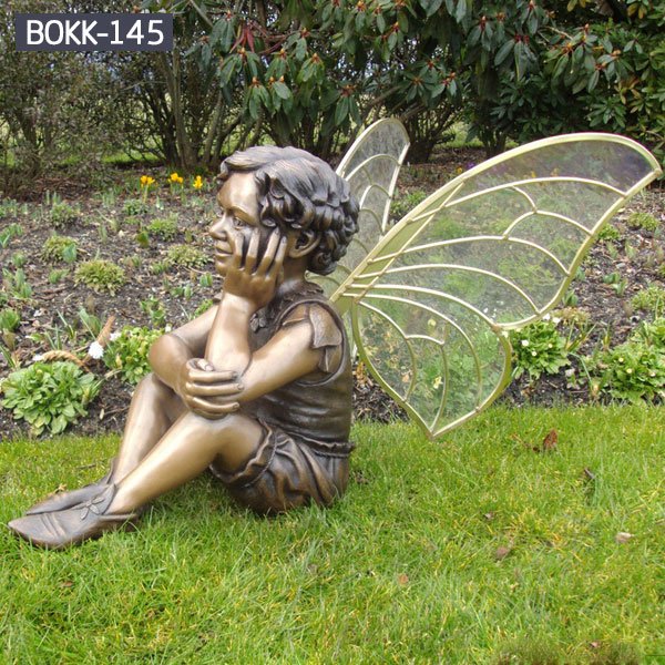 Buy bronze cherub statue baby angel with wing for lawn decor