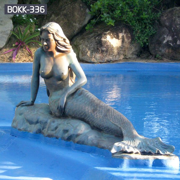 Little mermaid art outdoor bronze sculpture for pool decor