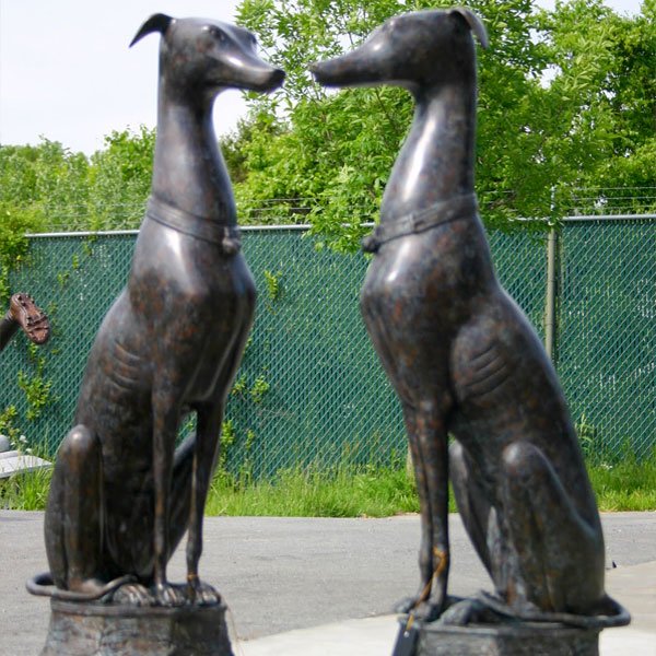 Large Italian Bronze Sitting Greyhound Statue Life Size Dog Lawn Ornaments Statues for Sale BOKK-547