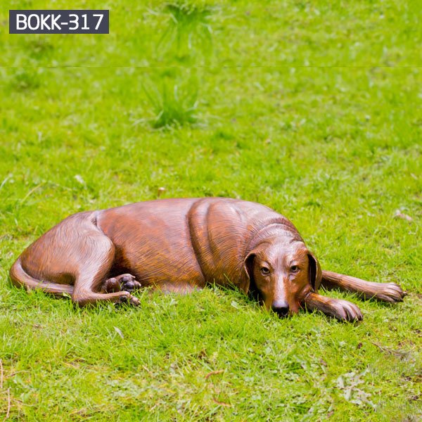 custom dog statues life size antique bronze dog sculpture  outdoor lawn ornament for sale for British customer–BOKK-317
