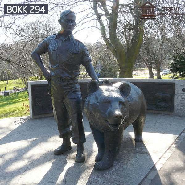 Hot Sale Bronze Bear and Breeder Statue Zoo Decoration Supplier BOKK-294