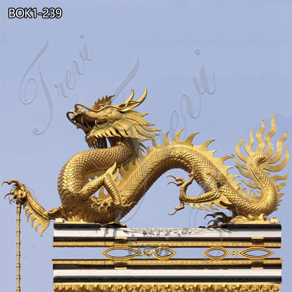 Golden Chinese Bronze Dragon Statue Building Decor Manufacturer BOK1-239